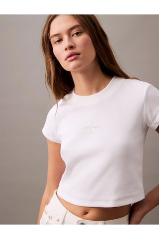 Calvin Klein Kadın Beyaz Monogram T-shirt Beyaz