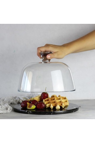 Akayev Mermer 25 CM Siyah Cam Fanus