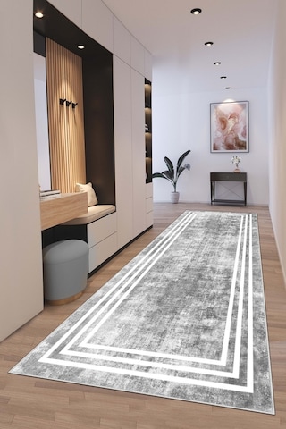 West Home Makinede Yıkanabilir Kaymaz Taban Leke Tutmaz Modern Kesme Yolluk Mutfak Yolluk Halı Yolluk Wh 413 Grey Yolluk