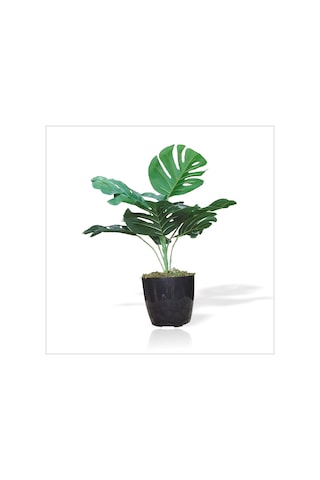 Uzun Çimli Saksılı Yapay Monstera Deliciosa Deve Tabanı Bitkisi