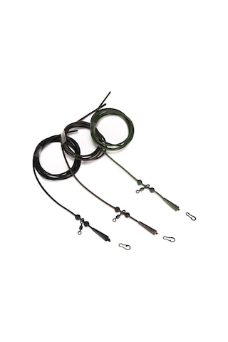 Ranyeek 1m Silikon Kauçuk Olta Kablosu - 6mm Boncuklu, Kayar Dönmeci Ve Ağırlık Kapağı Örneği Kahverengi