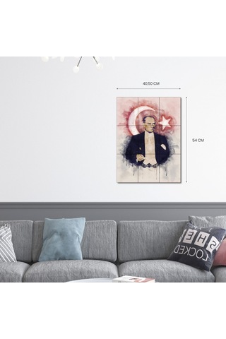 Atatürk Serisi 40,50x54 Cm 9 Parça Atatürk Ahşap Tablo Seti