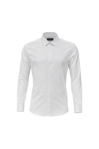 Erkek Klasik Gömlek Pamuklu Esnek Kumaş,slim Fit Uzun Kollu, Fransız Manşetli Plus Scorpion Beyaz