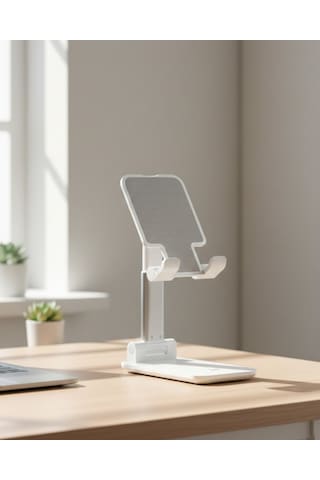 Ayarlanabilir Ergonomik Katlanabilir Masaüstü Telefon Tutucu Beyaz Standart