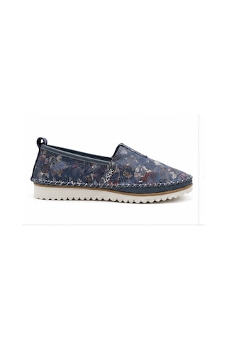 N Napa Shoe Np.108.fç.mavi Sneaker Napa Shoe Kadın Hakiki Deri Günlük Comfort Ayakkabı Mavi Çiçek Desenli