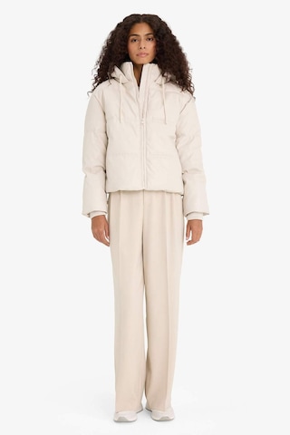 Defacto Regular Fit Kapüşonlu Polar Astarlı Suni Deri Mont F2142ax25wner128 Ekru-er128
