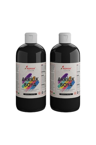 Red Rose Siyah Akrilik Boya 2'li Set 2 x 500  G