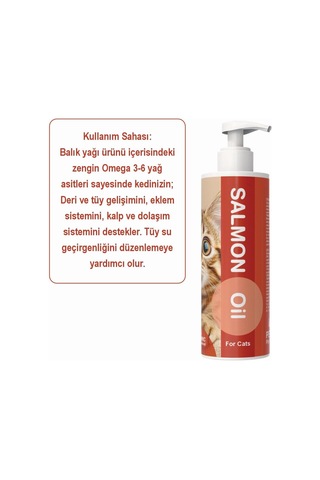 Salmon Oil Kediler İçin Somon Yağı, Omega 3 & 6 İçeren Tamamlayıcı Yem, Sıvı Form, 100 Ml