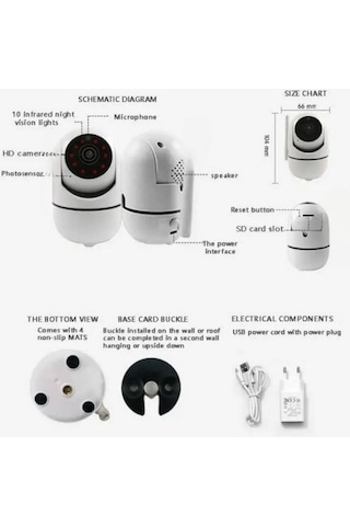 Tosbai 1080P Sesli 360 Derece Güvenlik Bebek Telsizi Kamerası