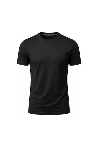 Plus Scorpion Erkek Basic Tişört Likrasız Pamuklu Regular Fit Bisiklet Yaka Siyah