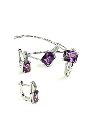 Sky Diamond Taş Detaylı Aleksandrit Taşlı Gümüş Lüks Takı Seti (516767325)