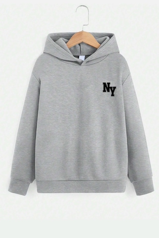 Uyguntarz Ny Baskılı Erkek - Kız Çocuk Rahat Kalıp Sweatshirt Gri