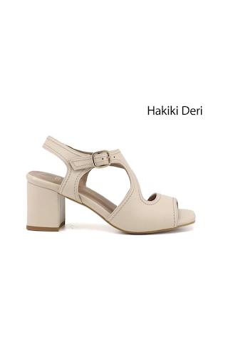 Gönderi(R) Gönderi R Kadın Bej Kalın Topuklu Arkası Açık Hakiki Deri Sandalet Dyza84735854