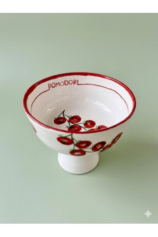 Pomodori Domates Desenli Seramik Meyvelik 17 Cm Çok Renk