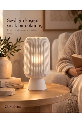 Modern Dekoratif Masa Lambası Salon Ve Yatak Odası İçin Abajur, 10 Renk Seçeneği, E14 Led Uyumlu Beyaz