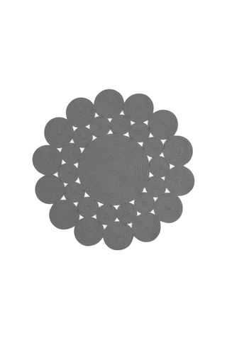 Cool Halı Luke 505 Gri Yuvarlak Bohem Örgü Hasır Kilim Dekoratif Antre Mutfak Balkon Banyo Halısı