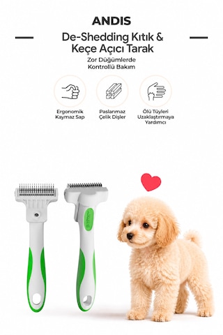 Andis Deshedding Compact Dökülmüş Tüy Çıkartma Tarağı Sık Dişli