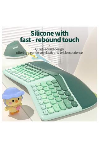 Mofıı Bomı Kablosuz Klavye Mouse Seti 2.4g Ergonomik 84 Tuş Renk Geçişli Set Optik