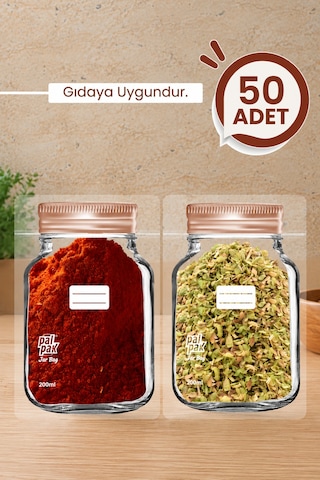 Bakır Desenli Mini Boy Kavanoz Görünümlü Kilitli Doypack Saklama Poşeti 11x15 Cm - 200 Ml 50 Adet ŞEFFAF