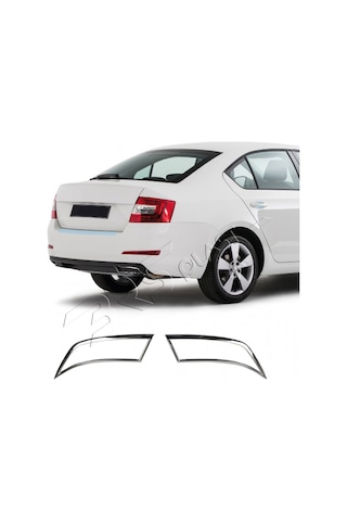 Skoda Octavia A7 Uyumlu 2013 Ve Üzeri Krom Egzoz Çerçevesi 2 Parça Paslanmaz Çelik