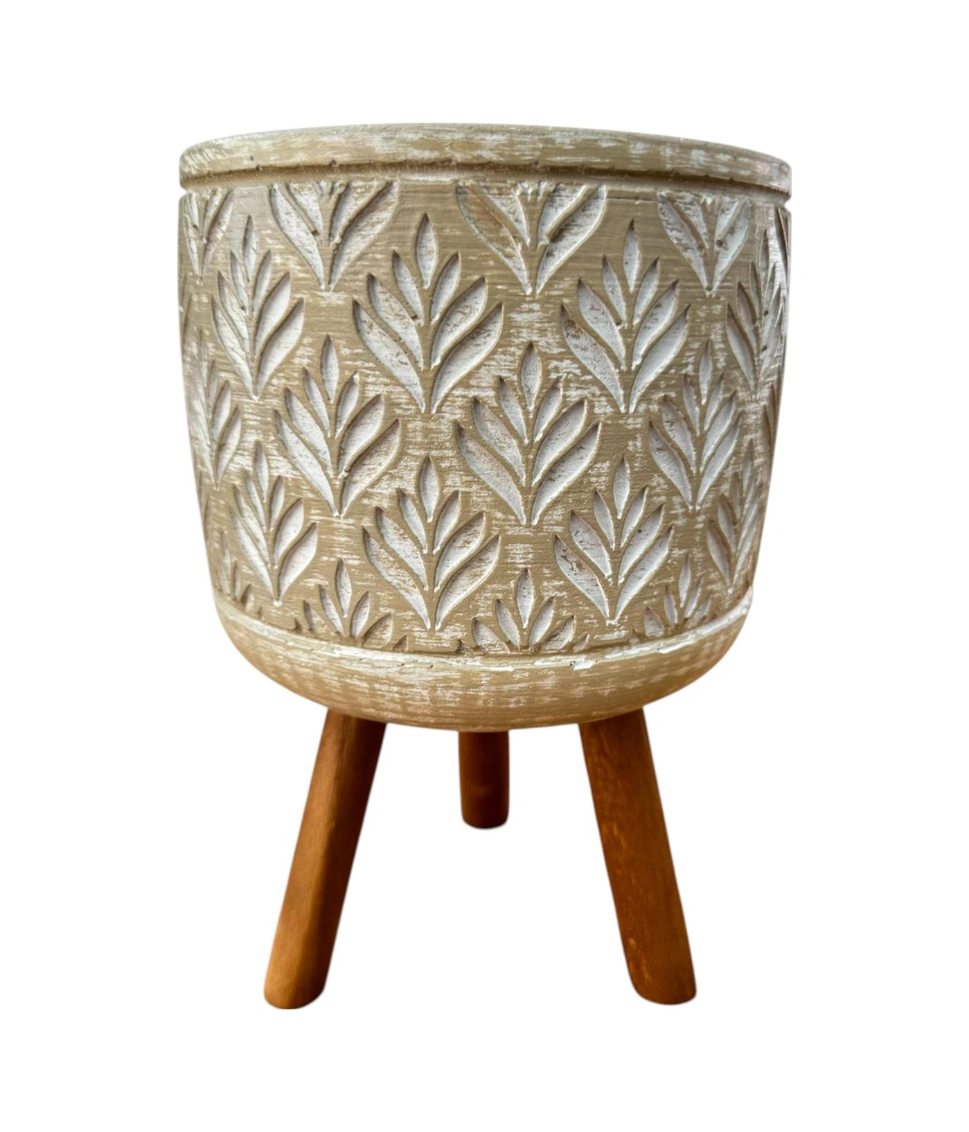 Bitki Tasarımı Ev Dekorasyon Bej Lotus Ayaklı Beton Saksı Çiçeklik Saksılık