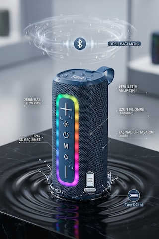 Taşınabilir Kablosuz Bluetooth Hoparlör Rgb Işıklı / Fm Radyo Tg-428