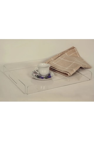 Şeffaf Pleksi Tepsi 35x25 Cm Servis Kahve Çay Ve Sunum Tepsisi