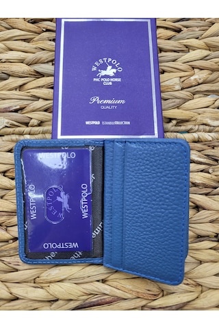 Westpolo İsme Özel 1026 Hakiki Deri Unısex Kartlık Turkuaz