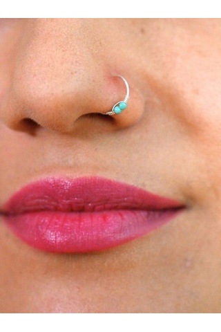 Gümüş İki Turkuaz Taş Ve Yay Detay Hızma 925 Ayar Hızma-hızma47 Gümüş