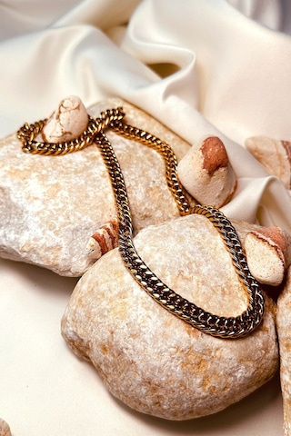 Life Gurme Zincir Model Altın Gold Renk Şık Paslanmaz Çelik Kolye