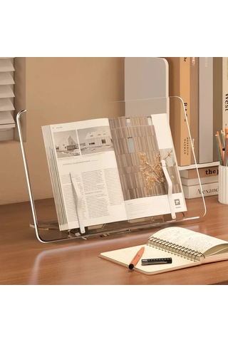 Topshop1 1 Adet Şeffaf Akrilik Kitap Standı 34 Cm X 24 Cm Ayarlanabilir Masaüstü Okuma Tutucu İpad Uyumlu Destek