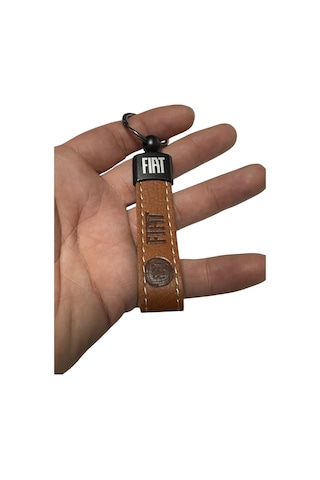 Fiat Yazılı Ve Logolu Anahtarlık Kahverengi Termo Deri