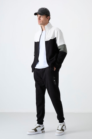Tommy Life Siyah Dik Yaka Renk Geçişli İçi Polarlı Erkek Eşofman Takımı - 85186 Siyah