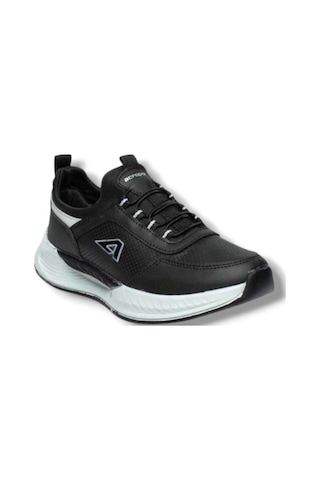 Acropol 137-26 Deri Anatomik Erkek Sneaker Siyah Gümüş Siyah