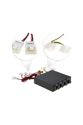 Yunboo 3.5" Sürücü Yuvası İçin 4 Kanal Fan Hız Kontrol Cihazı, Manuel Ayarlı, Mavi Led, Gürültü Azaltma Özellikli Diğer