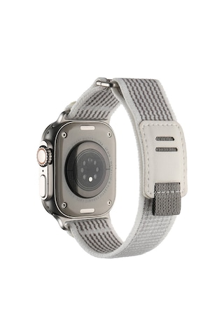 Apple Uyumlu Watch Ultra 49 mm Hasır Kordon Zore Krd-106 Strap Kayış-beyaz