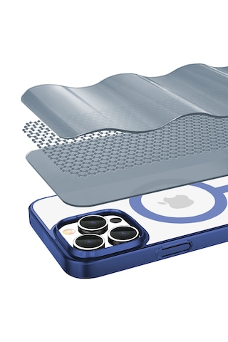Apple Uyumlu iPhone Buff 16 Pro Max Magsafe Slim Fit Kılıf Blue