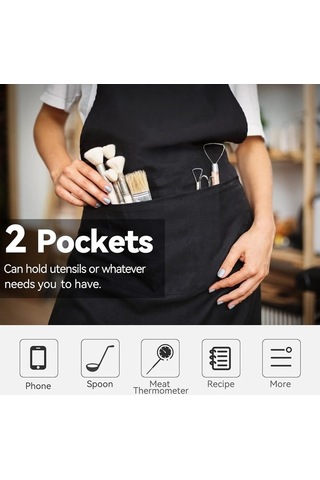 Fastbuy Ekstra Büyük Erkek Şef Önlüğü Seti, Siyah, Ayarlanabilir, Uzun Kollu Diğer