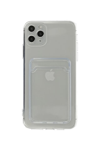 Apple Uyumlu, iPhone 11 Pro Max Kılıf Kart Şeffaf Silikon - Şeffaf Düz Renkli