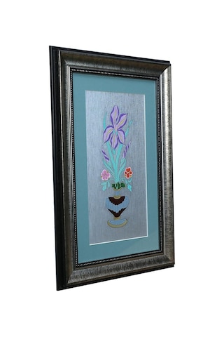 E38 El İşçiliği Vazolu Buket Tablo - 34 50 Cm - 6538
