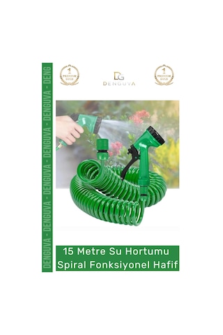 Hortum Profesyonel Bahçe Bakımı Esnek Dayanıklı 15 Metre Su Hortumu Spiral Fonksiyonel Hafif