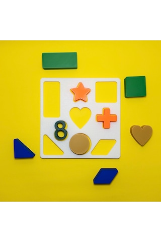 9 Parçalı Kalın Geometrik Bultak - Renk Ve Şekil Öğrenme Montessori Seti, Bebek İnce Motor Oyunu