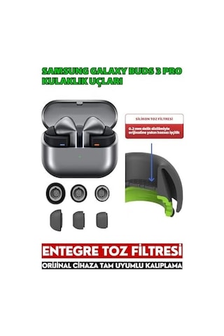 Galaxy Buds3 Pro / Buds4 Pro Uyumlu Üç Boyut Premium Yedek Silikon Kulaklık Uçları S, M, L Siyah