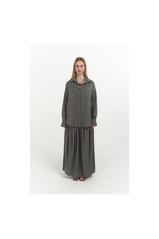 Mai Collection Mai Studios Co. Ginevra Gri Gömlek Etek Takım Gri