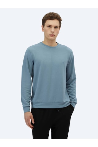 Mavi Bisiklet Yaka Sweatshırt Mavi