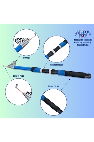 Albastar Tam Takım Hobi Master Kıyı Olta Seti İp Misinalı 300 Cm - Tts104