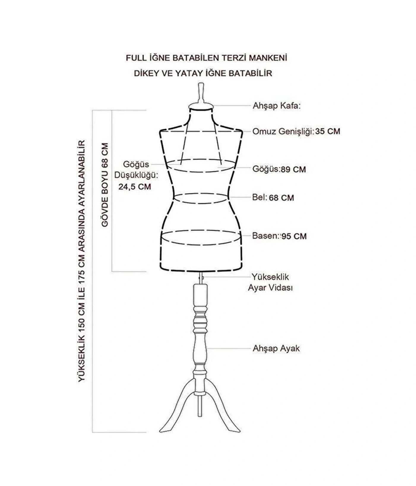 38 Beden Süngerli Terzi Mankeni Prova Mankeni- Farkı Keşfet 6028