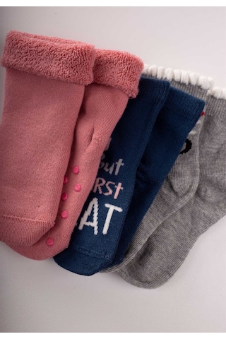 Cigit Üçlü Kız Bebek Çorap 12-24 Ay Karşık Renkli 1 Beyaz