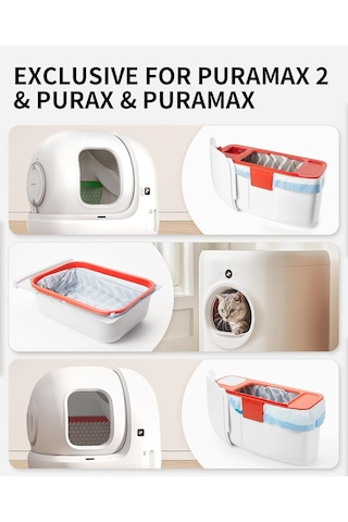 Purax Puramax Değiştirilmiş Atık Torbaları-1 Rulo Kendi Kendini Temizleyen Kedi Kumu Kutusu İçin Taşınabilir K