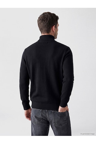 Lcwaıkıkı Classic Siyah Regular Fit Dik Yaka Erkek Triko Hırka
